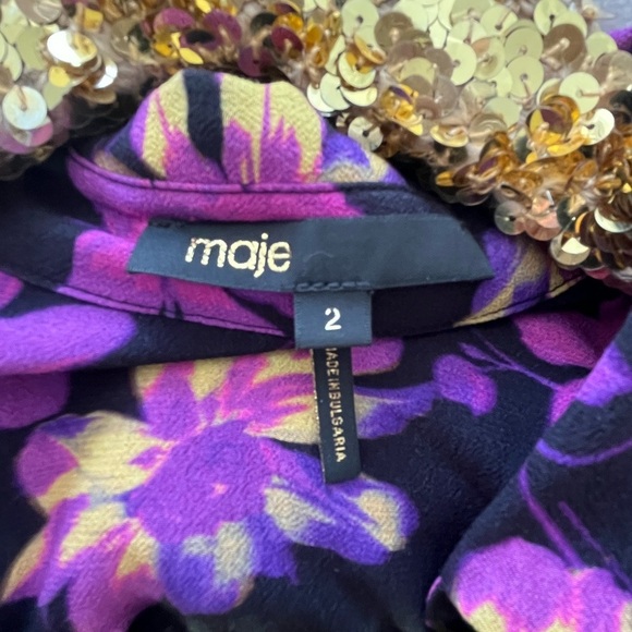 Maje Ritunia Shirt Collar Floral Print Maxi Dress - Picture 10 of 13